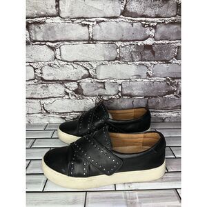 Frye Nina Black Leather Studded SlipOn Strap Sneaker Shoes Women Sz 6.5M US/37EU